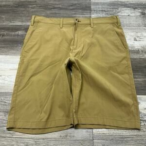 Eddie Bauer Tan Mens 36 Stretch Nylon Flat‎ Front Khaki Travel Golf Chino Shorts